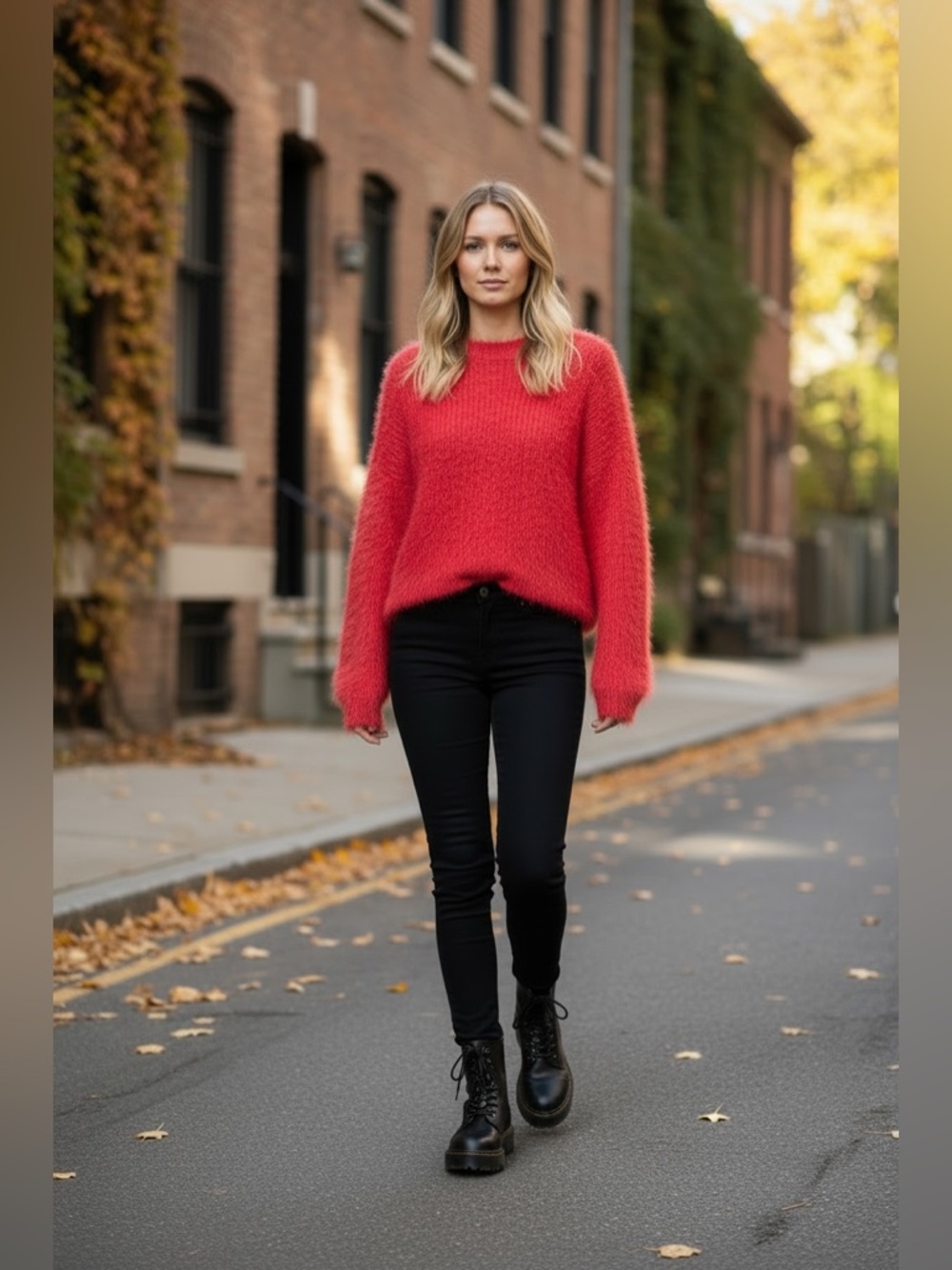 Raga Tomato Red Fuzzy Shaggy Eyelash Knit Sweater Cropped Pullover Large